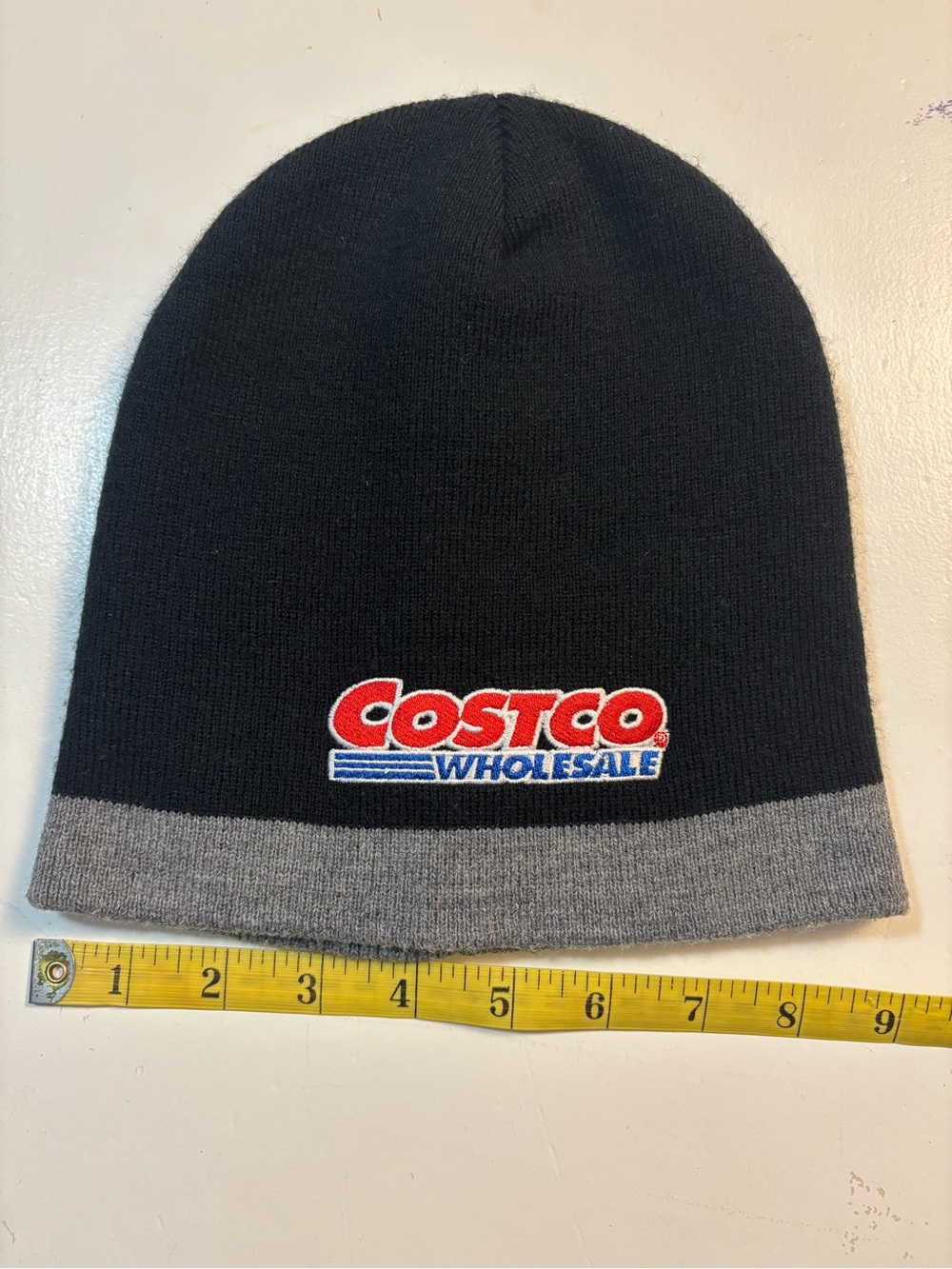 Costco Wholesale Logo Black Gray Beanie Knit Cap Hat Warm Winter